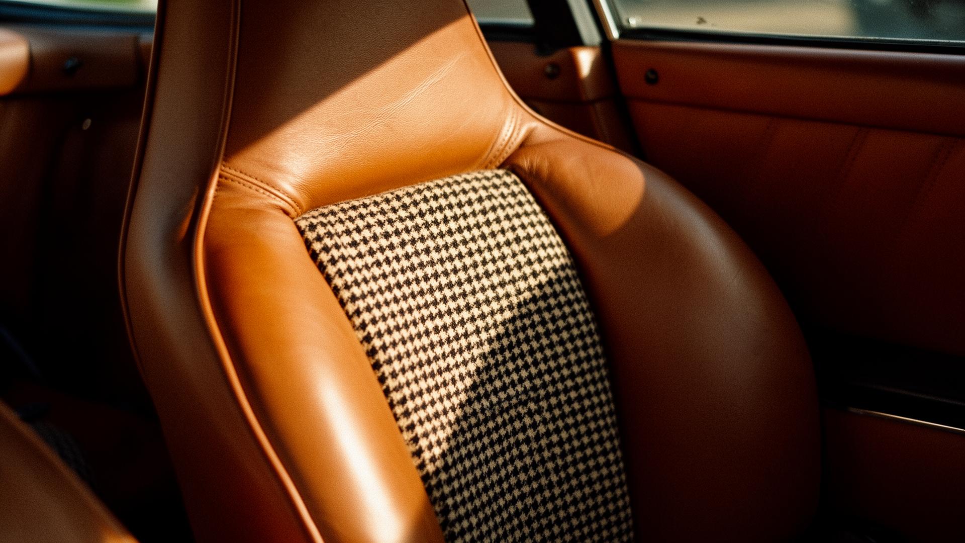 Cognac leather interior detail